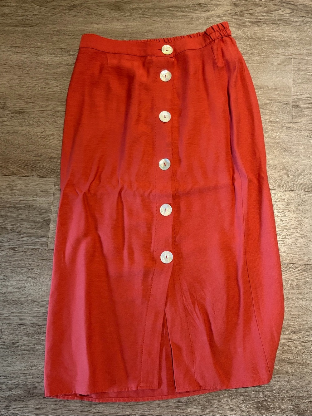 Women's Red Button-Front Midi Skirt
